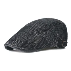 Denim Newsboy Hats Adjustable Ivy Flat Cap Gatsby Cabbie Driving Hat for Men Women Vintage Kpop Irish Berets