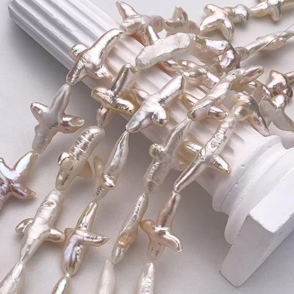 Baroque Natural Freshwater Pearls White Cross Shape Strand Beads for Jewelry Making DIY Necklace Bracelet Earrings Accessories