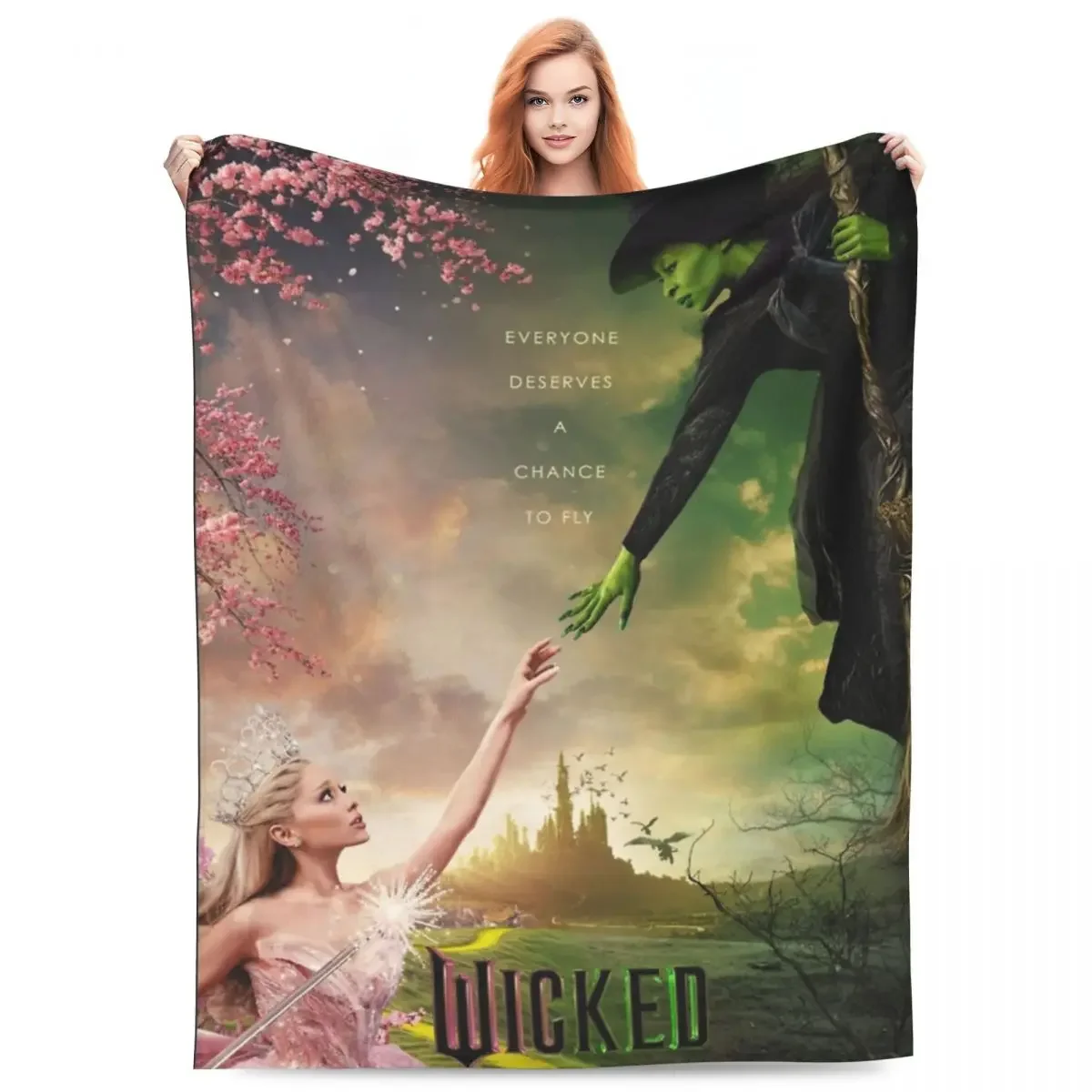 Wicked Musical Movie 2024 Blankets Fleece Print Relax Soft Throw Blankets for Bedding Bedroom Plush Thin Quilt