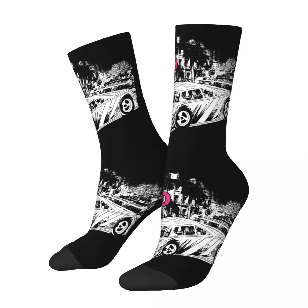 Vintage Silhouette Car Adult Socks Retro, silhouette, architecture, cars, text, graffiti,0629 Unisex socks,men Socks women Socks