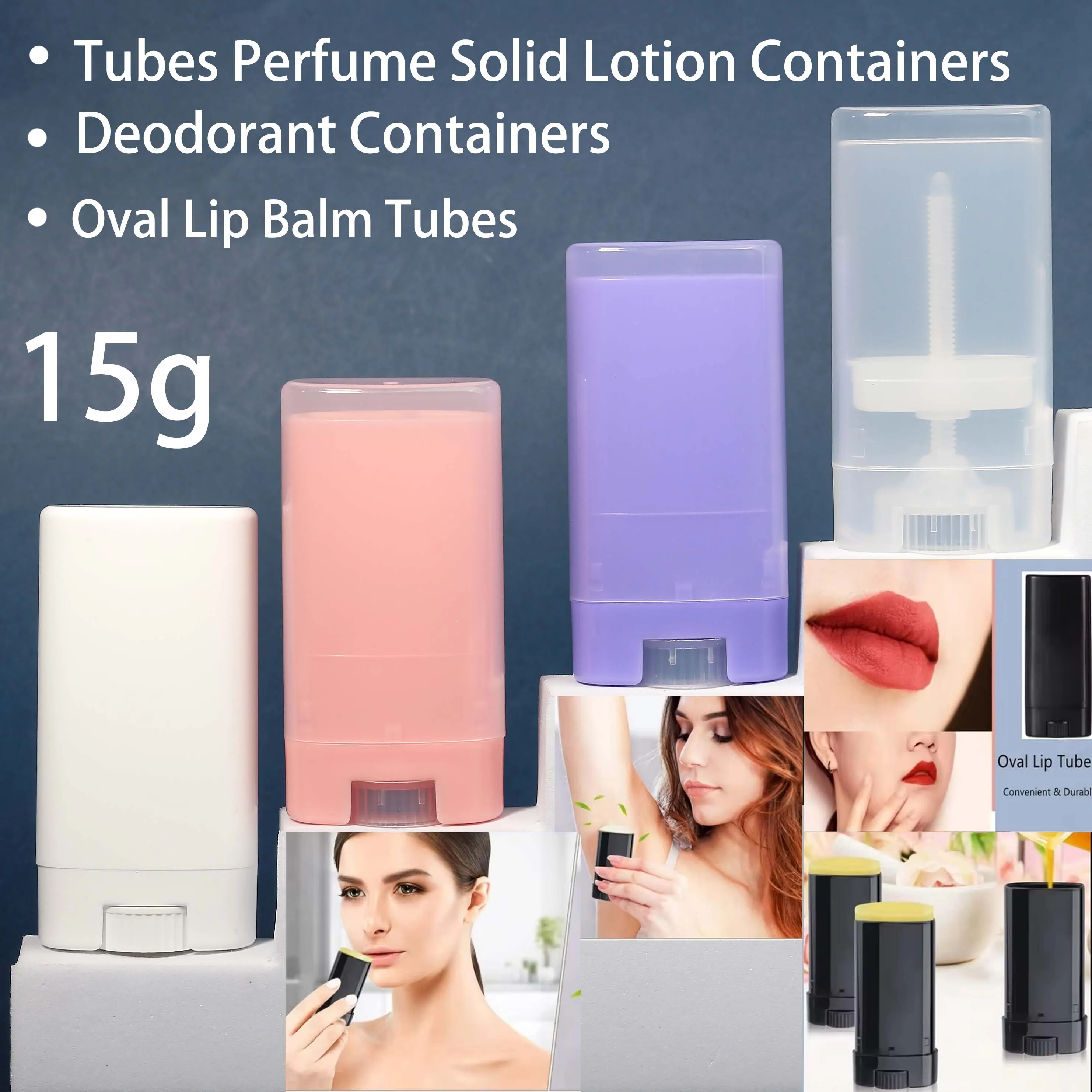 15 مللي حاويات عصا مزيل العرق الفارغة علبة عطر صلبة أنبوب بلسم الشفاه أنابيب تويست متابعة حاويات غسول صلبة لشعار البار #1