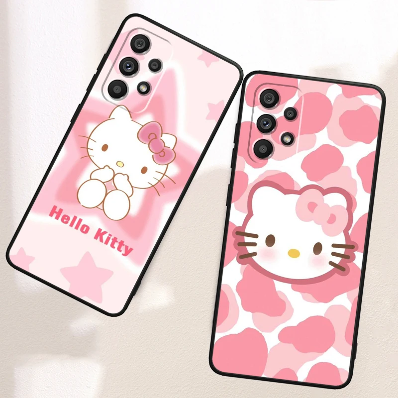 Hello Kitty Sanrio Cute For Samsung A53 A52 A33 A32 A51 A71 A21S A13 A73 A50 A22 A23 A03 A72 A54 A12 5G Black Phone Case