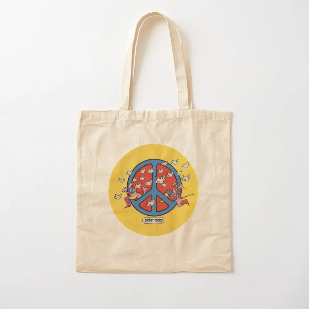 Vintage Peter Max Peace Sign Pop Cosmic Art Era Woodstock Music Hippie Tote Bag female bag ecological bags custom tote bag