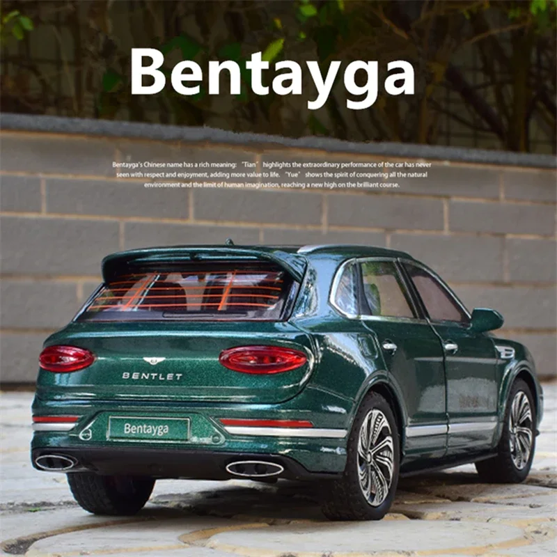 Bentayga-modelo de coche de aleación SUV, vehículo de Metal fundido a presión, simulación de sonido, luz, juguetes coleccionables para niños, regalos para niños, 1:24