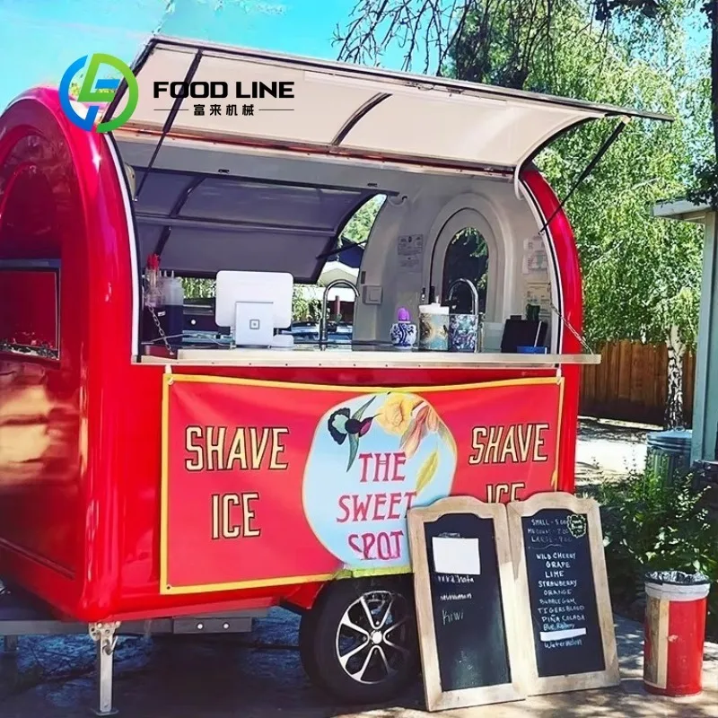 Customized Full Kitchen Equipped Mini Mobile Food Cart Concession Trailer For Hot Dog Burger Pizza Coffee Ice Cream Outdoor
