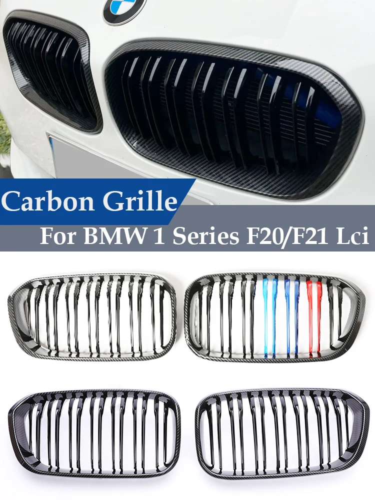 

Front Bumper Kidney ABS Carbon Fiber M Color Grille For BMW 1 Series F20 F21 LCI Facelift Grill Cover 2015-2019 120i 125i 135i
