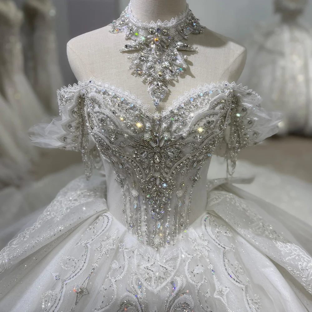 

Vestidos De Novias Off The Shoulder Ball Gown Lace Beading Shiny Wedding Dresses Luxury 2025