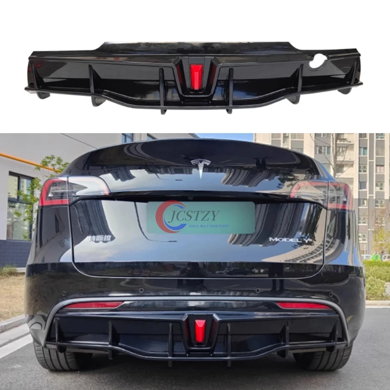 

For 2021-2024 Tesla Model Y Rear Bumper Diffuser Splitter Spoiler Lip Bodykit Black Carbon Tuning