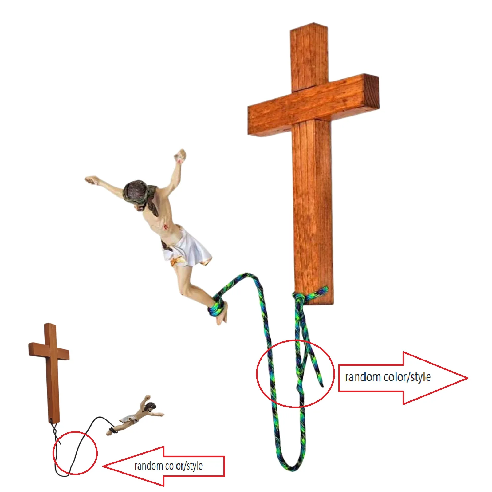 Bungee Jesus Crucifix Wall Art Decor Jumping Jesus Resin Figurine Decorative Jesus Resin Craft Statues for Home Church Living