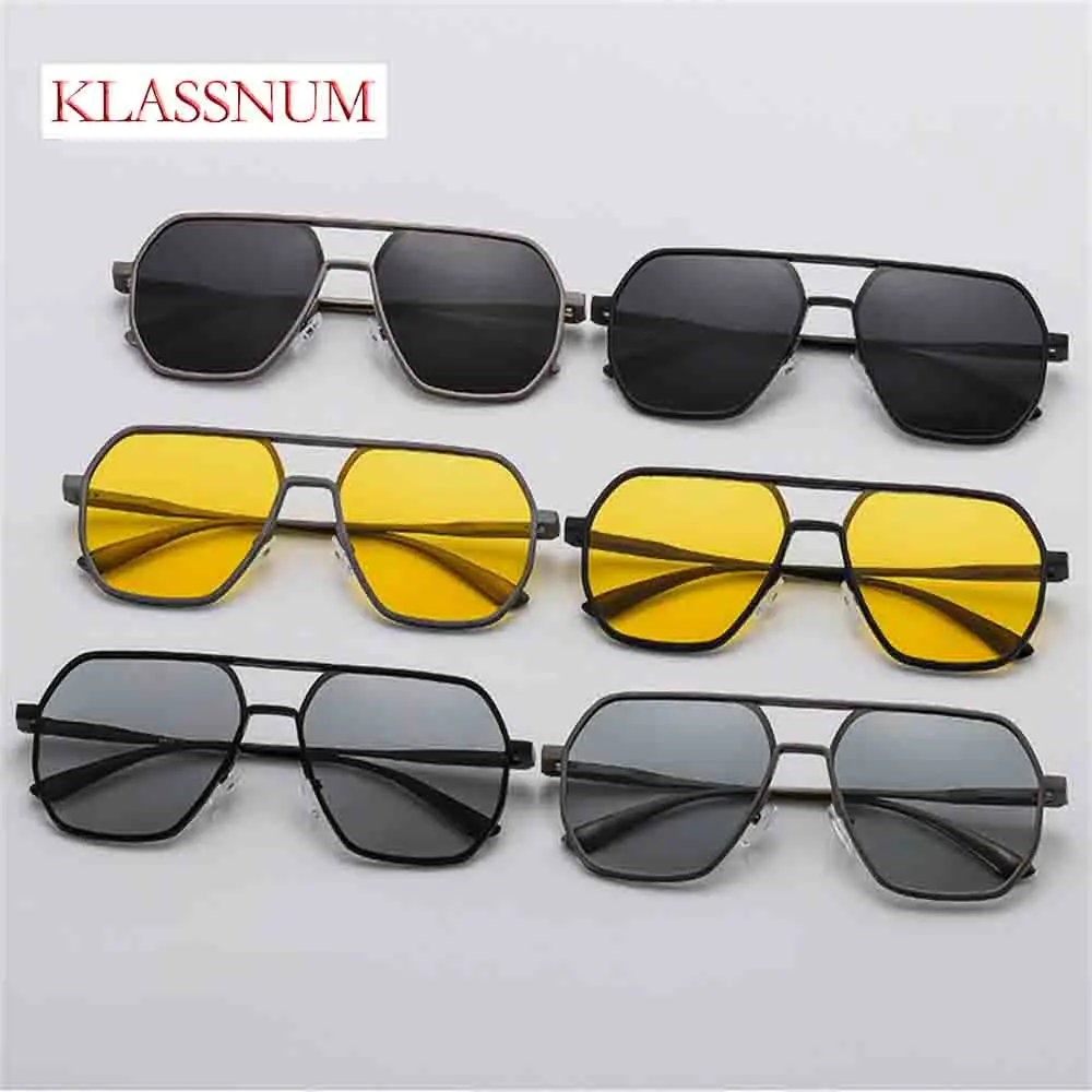 

KLASSNUM Luxury Aluminum Magnesium Polarized Sunglasses Metal Photochromic Sun glasses Men Women Driving Fishing Shades UV400
