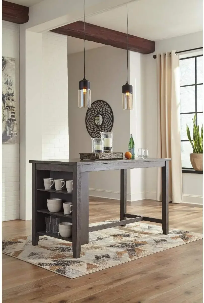 Caitbrook Rustic Counter Height Dining Table with Storage, 30"D x 60"W x 36"H, Dark Gray