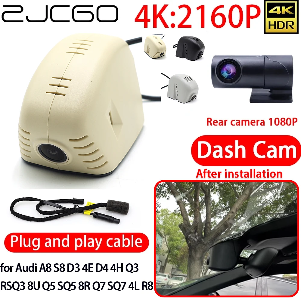

ZJCGO 4K Car DVR Dash Cam Wifi Front Rear Camera 24h Monitor for Audi A8 S8 D3 4E D4 4H Q3 RSQ3 8U Q5 SQ5 8R Q7 SQ7 4L R8