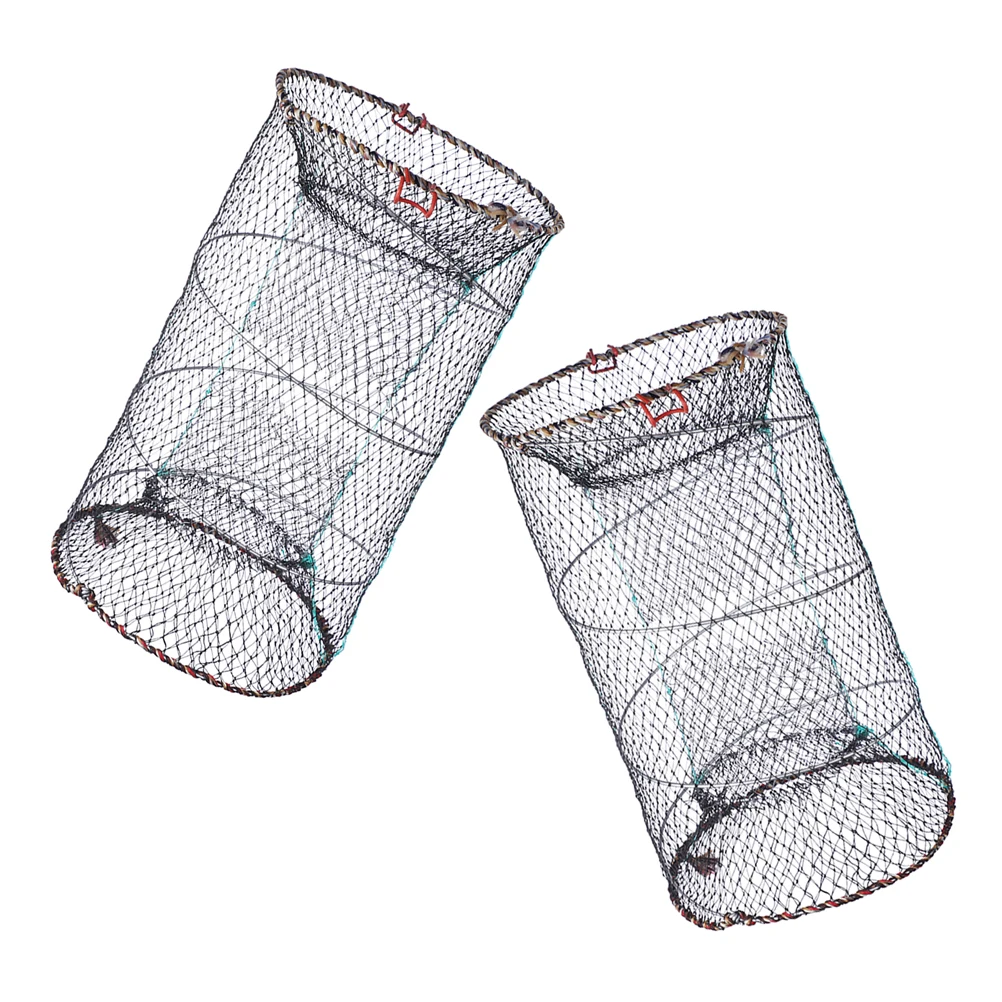 

2 Pcs Shrimp Folding Fishing Net Crab Catfish Carp Bait Cage for Black Nylon Netting