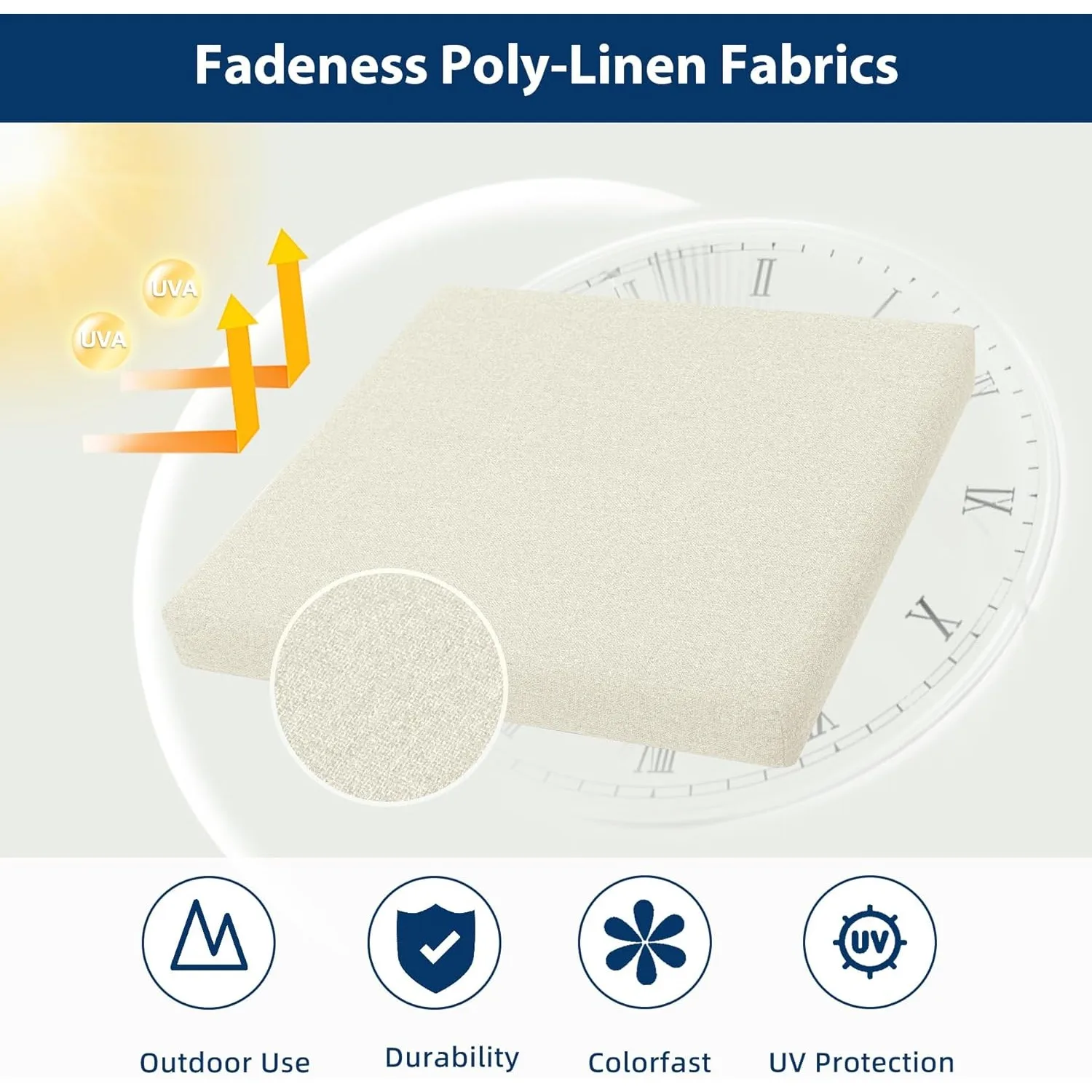 Um conjunto de 4 almofadas de assento para exterior, impermeáveis e resistentes ao desbotamento, 17 polegadas de largura x 16 polegadas de profundidade x 2 polegadas, bege