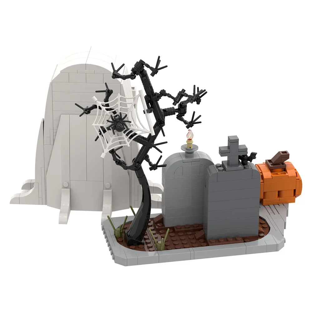 

479PCS Halloween Middle Finger Ghost Model Building Blocks Spooky Pumpkin Tombstone White Ghost Scene Bricks Toy Adult Gift