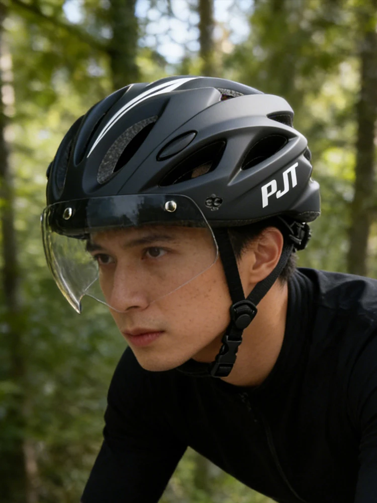 AliExpress PJT 4 In 1 Bike Helmet With Goggle/Sun Visor Rechargeable Safety Helmet Adult Bicycle Helmet Sunglasses Road MTB Cycling Helmet