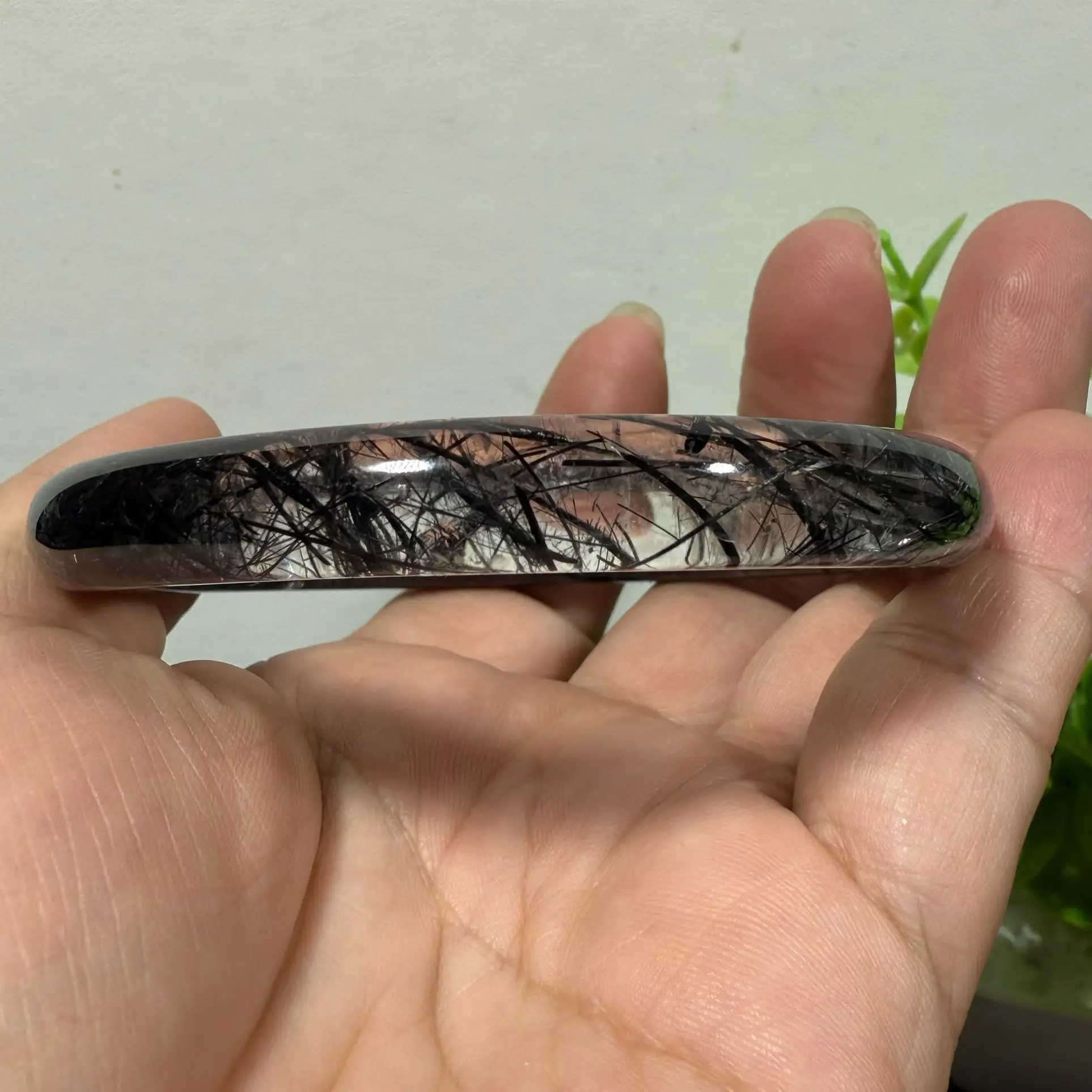 

Натуральный черный рутилированный кварцевый прозрачный браслет 9x9 мм для женщин и мужчин, внутренний 57 мм, редкий бразильский натуральный рутилированный браслет AAAAAA