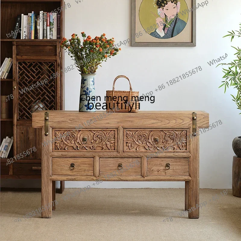 CC182Solid wood porch cabinet old elm bucket cabinet locker middle hall table hotel case R