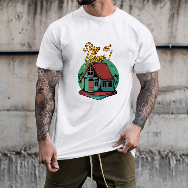 Fun Stay at Home House Pattern Heat Transfer White Ink Iron - on Patch, Suitable for T - shirts & Canvas Bags, Casual Daily
