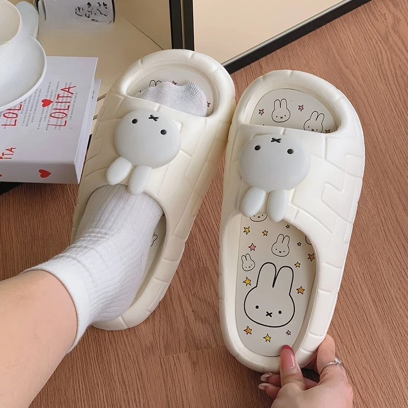 Cartoon Kawaii New Thick Sole Slippers Female Summer Wear Outside Home Indoor Soft Bottom Anti-slip Comfortable Good Looks Miffy
