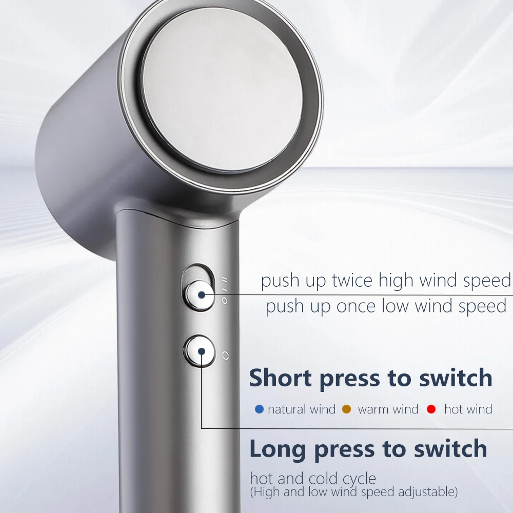 مجفف شعر عالي السرعة 500 مليون مجفف شعر للعناية الأيونية السالبة منخفض الضوضاء للتحكم الحراري مع فوهة مغناطيسية