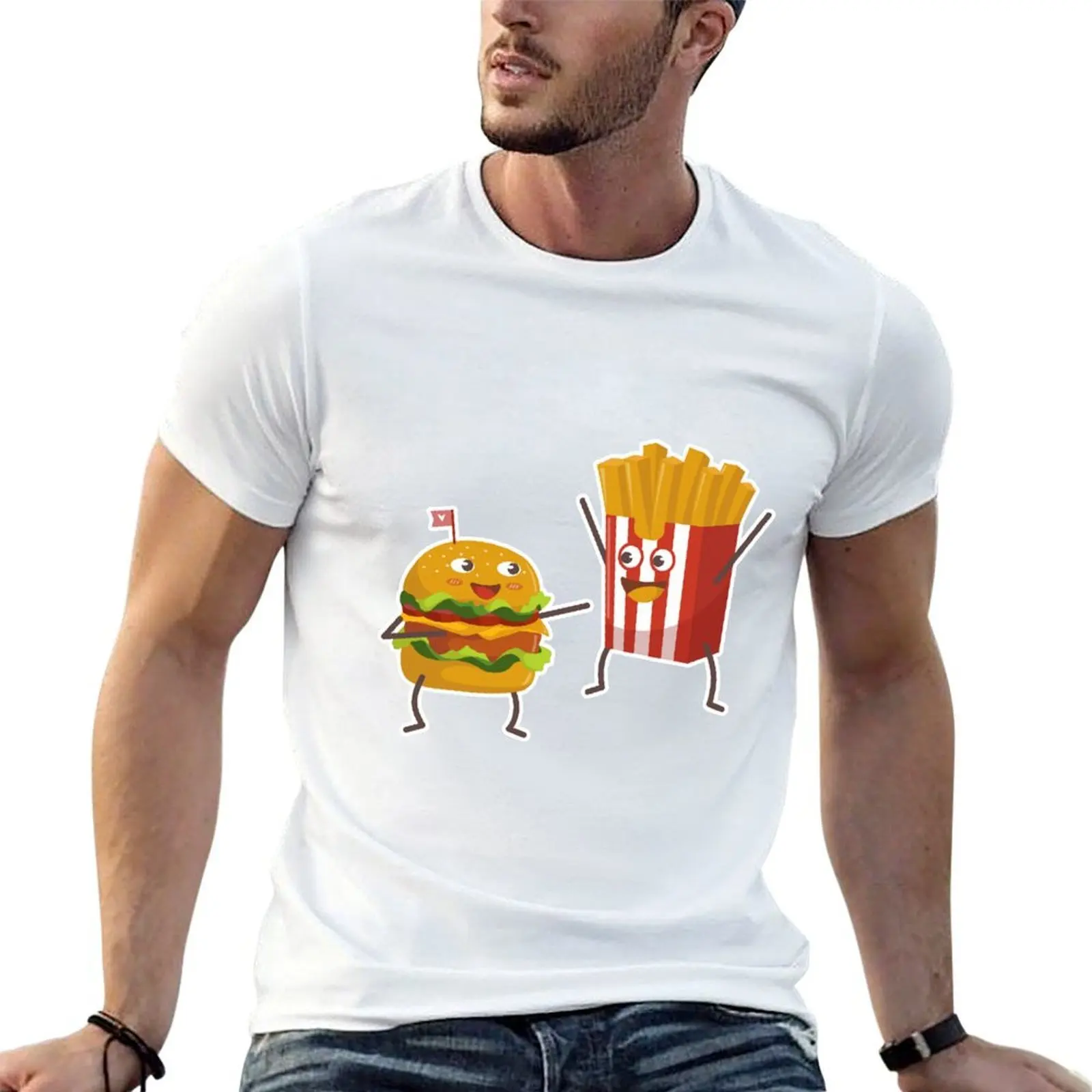 

Hamburger And French Fries Friends T-Shirt t shirt for man funny t shirts cotton T-Shirt