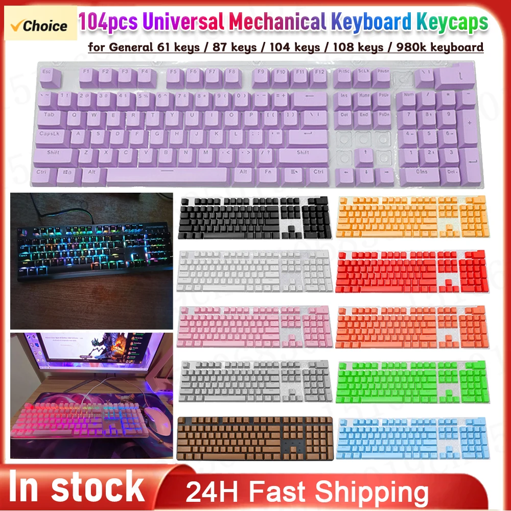 104pcs Mechanical Keyboard ABS Keycaps Blank Keycaps For Cherry MX PC Desktop Computer Key Cap Switches Keycap Keyboard