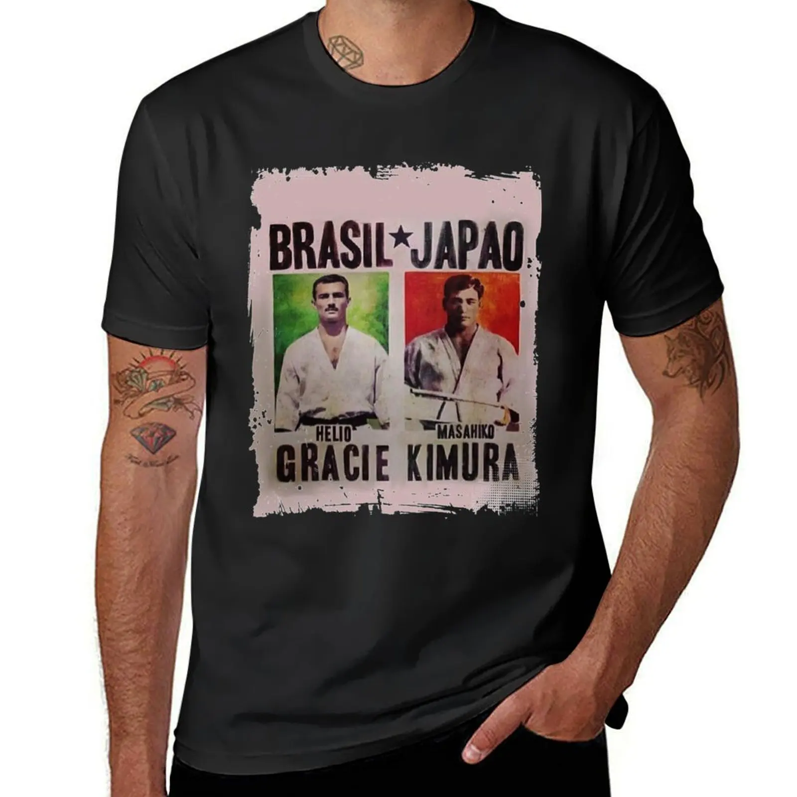 

Grand Master Gracie vs Masahiko Kimura Fight Poster T-Shirt hippie clothes blacks plus size tops slim fit t shirts for men