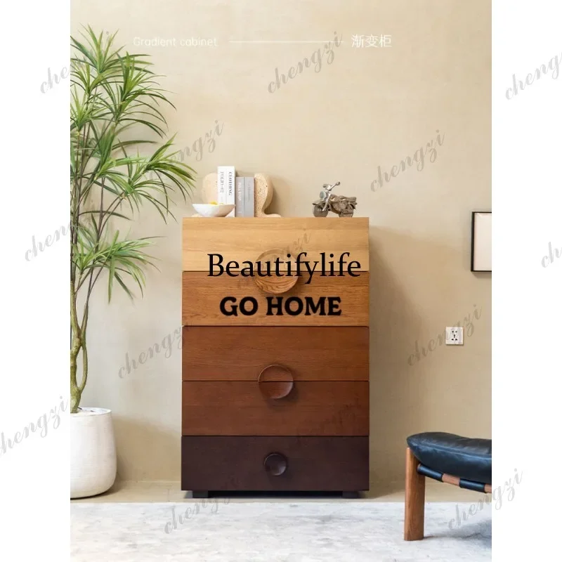 B178 Medieval log wind many drawers chest cabinet living room bedroom locker gradual change color
