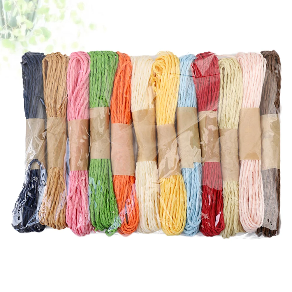 

12 Roll Packing Ribbon Jute Twine Rope Ribbons for Presents Twisted Raffia Strap Natural