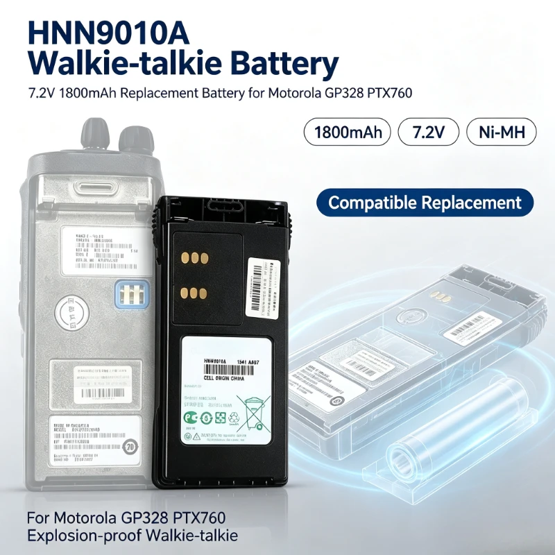 7.2V 1800mAh HNN9010A for MOTOROLA GP328 PTX760 Walkie-talkie Explosion-proof Battery HNN9010A Accessories