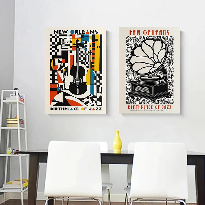 Retro Montreal New Orleans Jazz Festival Music Collection Poster Canvas Painting Wall Art Pictures Home Club Pub Decor Gift