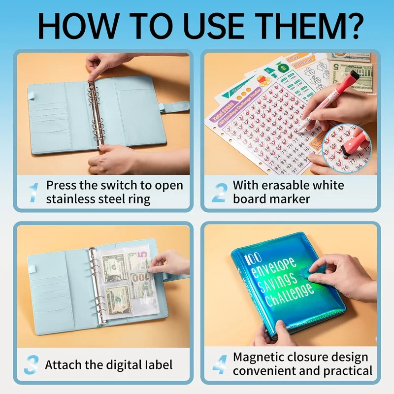 Laser Envelope Binder para Casais, Notepad Poupança Pasta, Evento e Salvar Juntos, 100