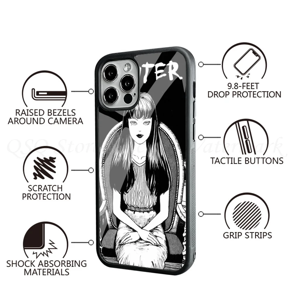 Funda de teléfono t-tomie Junji Ito, carcasa de TPU con espejo, para IPhone 15, 14, 13 Pro Max, 11, 12 Mini, Alex