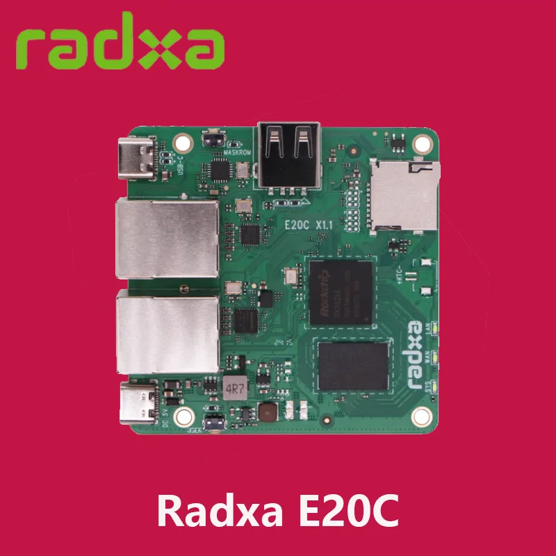 Radxa E20C 4-core CPU Dual Gigabit Ethernet, CNC aluminium behuizing 4K-decodering