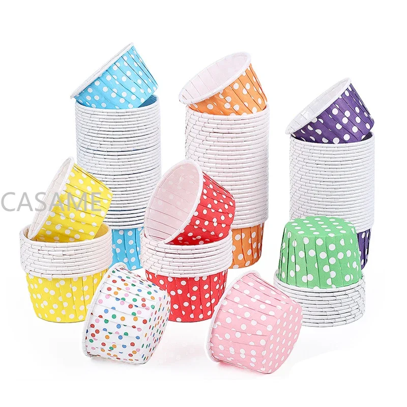 50PCS Middle Colorful Paper Cake Cupcake Liner Baking Muffin Box Cup Case Party Tray Cake Mold Decorating Tools Brown