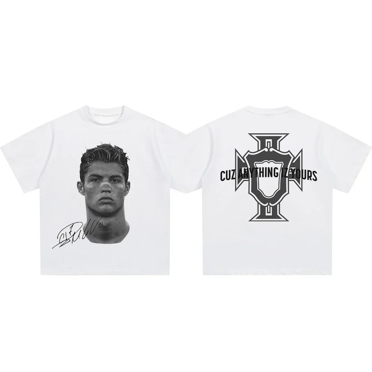 Neymar Cristiano Ronaldo American Football Star Stampa T-shirt a maniche corte Abbigliamento donna Stampa Moda Uomo Tee
