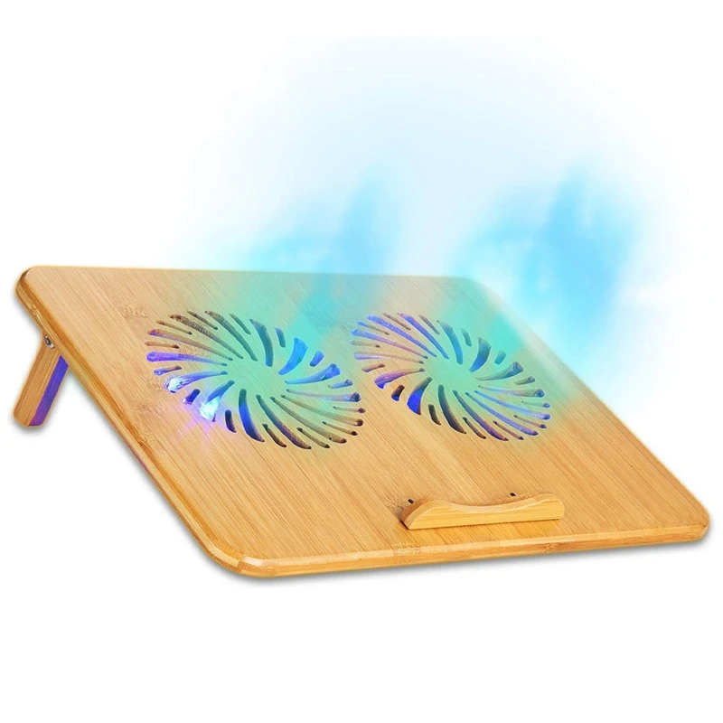 Notebook Cooling Pad-Adjustable Speed-Cooling Bracket With Fan And Bamboo Structure,Suitable For 10 To 15.6 Inch Laptops