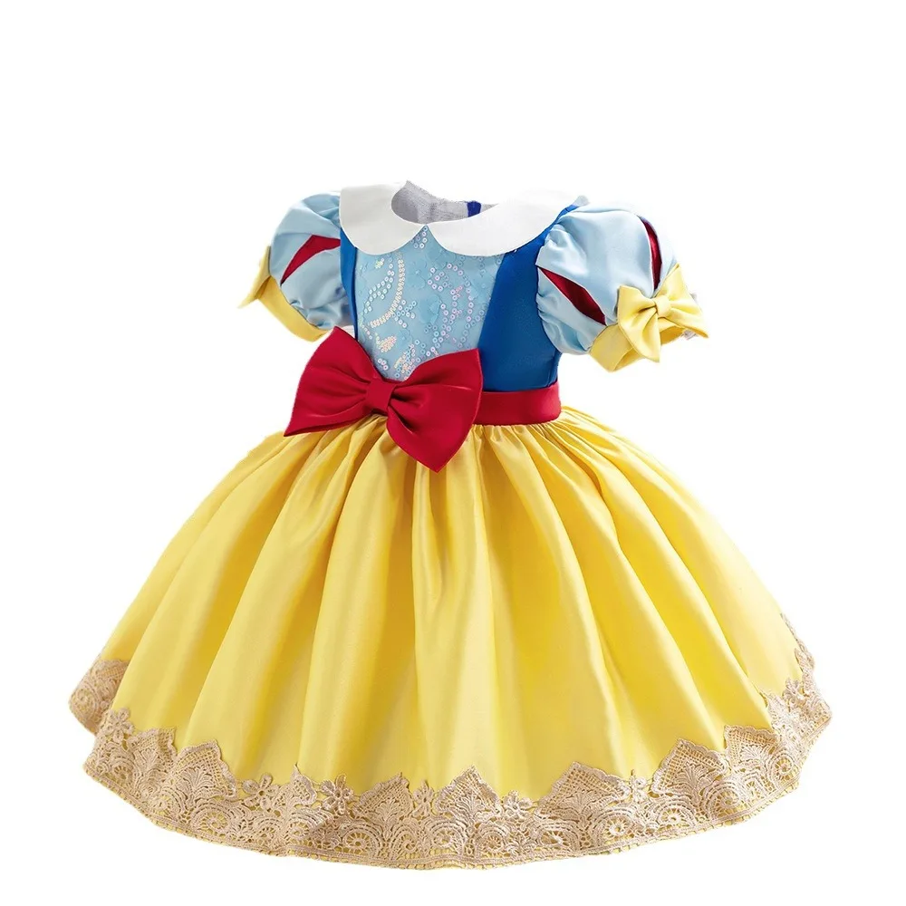 Snow White Children\'s Set Gift Dress Girl Snow White Role Play Dress Mesh Bubble Sleeves Halloween Cosplay Party Childrens Dress