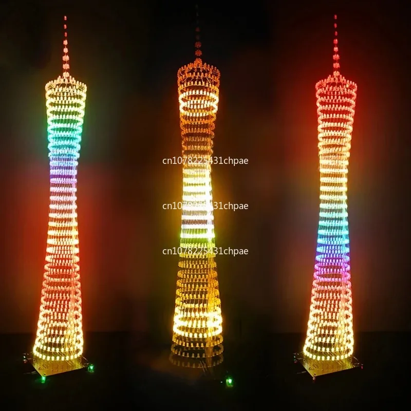 Bluetooth welding kit, colorful Guangzhou Tower, 32 floors, X32 columns, LED light cube, music score, unassembled