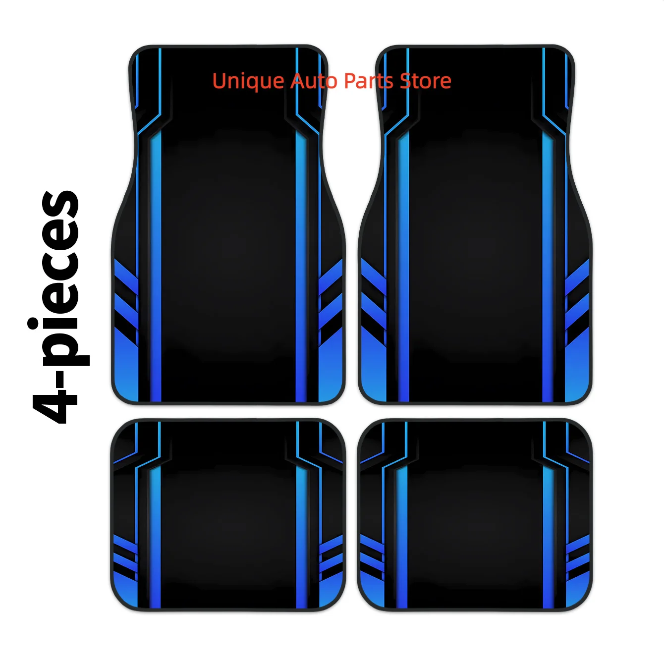 

2D, 4pcs Car Floor Mat Set, Tech Blue Luminous Frame Style Print, Easy to Clean, Suitable for Stylish Car Interior Protection fo