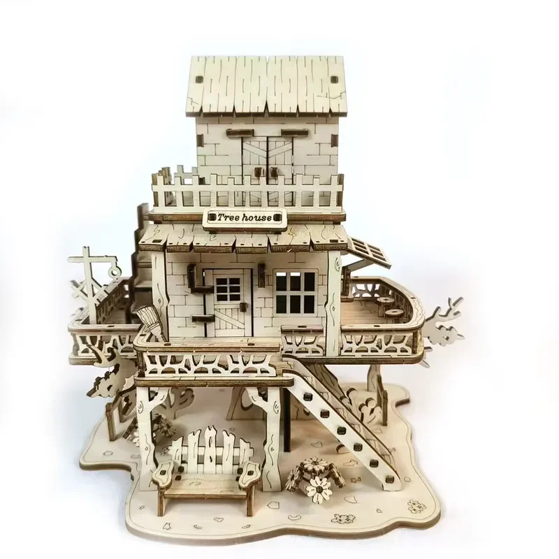 DIY 3D Wooden Mechanical Model Puzzle Movable Building Craft Kit for Kids Teens Adults Educational STEM Toy Gift