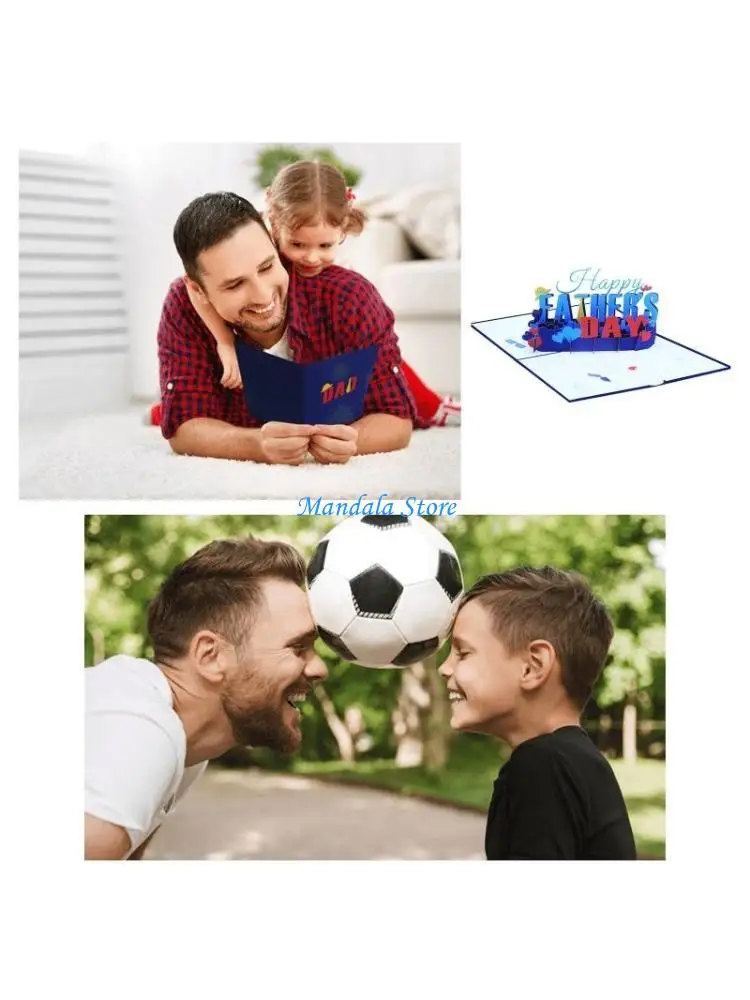 

U2JC Happy Father's Day for Pop Up Card Greeting Cards Blessing Message Card for Dad Son Husband Birthday Festival Gift