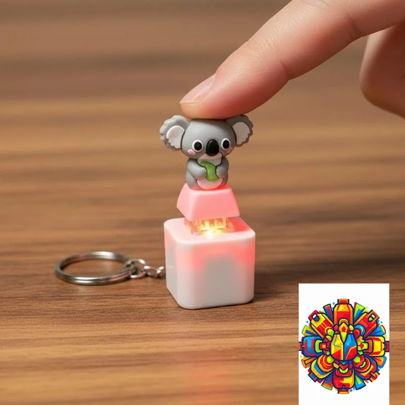 Cute Rechargeable Koala Keychain Type C Charging Sound Light Button Bag Pendant Gift For Friends Travel Lovers