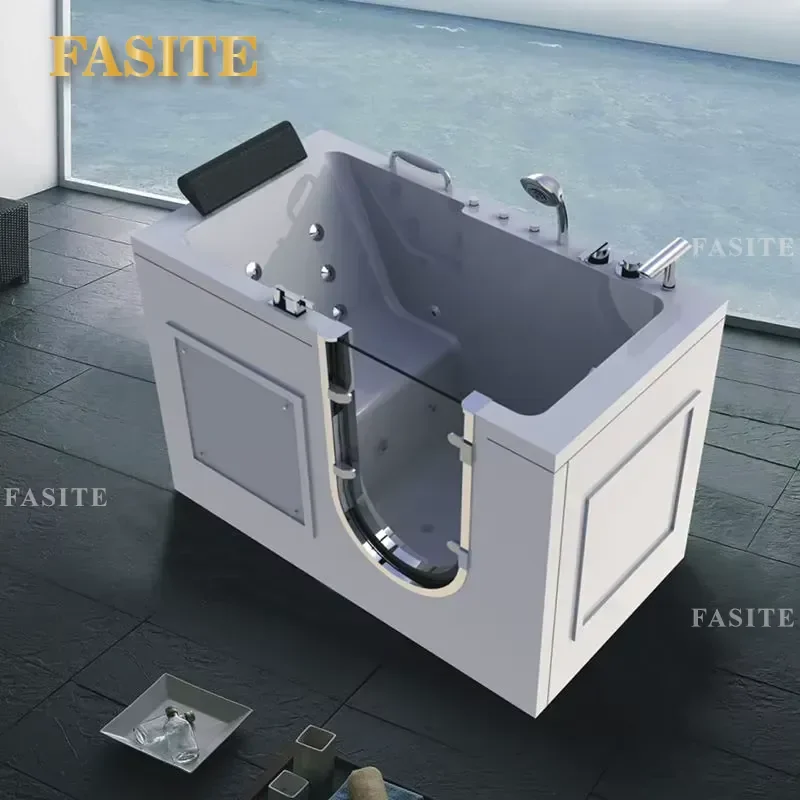 Modern Freestanding Walk In Bathtub Deep Soaking Tub For Bathroom Home Spa Relaxation Acrylic Oval Bath With Drain