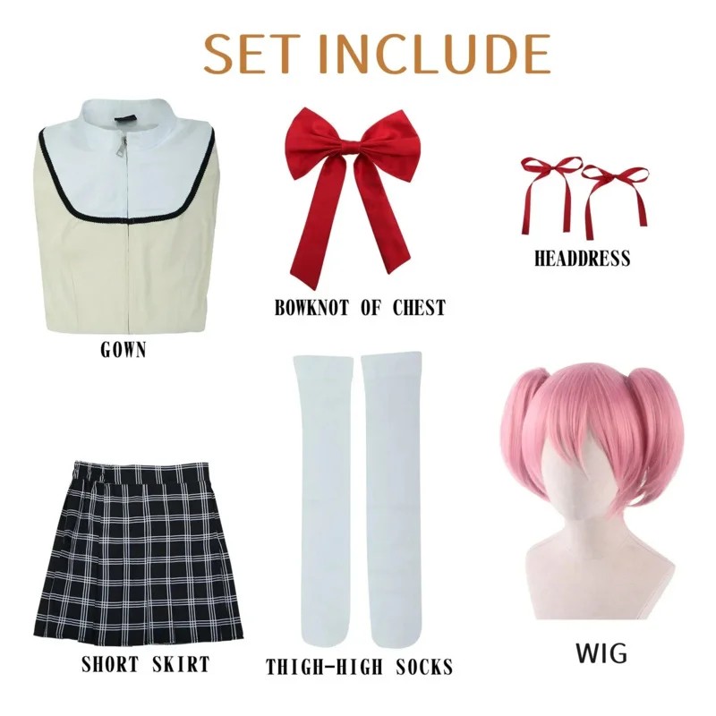 CyKaname Madoka Akemi Homura تأثيري حلي زي مدرسي Puella Magi Madoka Magica الكبار أنيمي هالوين ازياء النساء لعبة