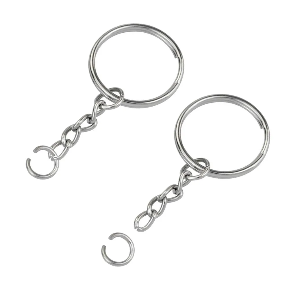 10/50/100pcs Silver Plated Metal Blank Keyring Split Ring Keyfob Key Holder Rings DIY Findings Making Keychain Accessories
