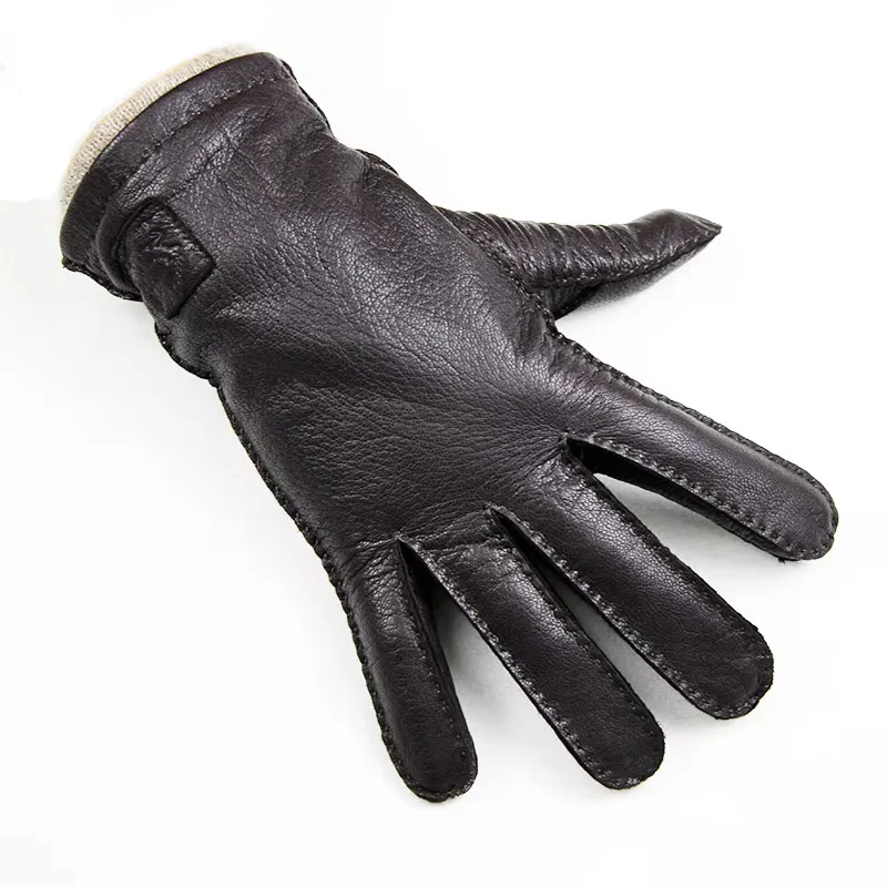 

Перчатки из кожи оленя, мужские перчатки из натуральной кожи с сенсорным экраном, осенние и зимние теплые перчатки из натуральной кожи в стиле ретро
