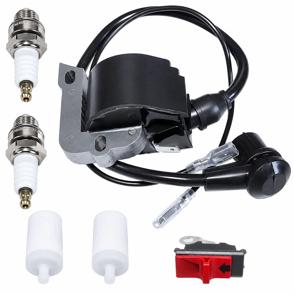 Ignition Coil Kit w/ Fuel Filter Spark Plug Stop Switch For Husqvarna 394 395 394XP 395EPA Chainsaw Tune Up Kit OEM 503 63 98 01