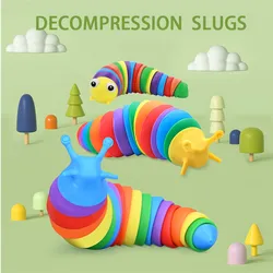 Jouet d'émulation de ver pour enfants, pointe de doigt Flexible, sensoriel, Antistress, limace, cadeau, décompression, mignon limace arc-en-ciel